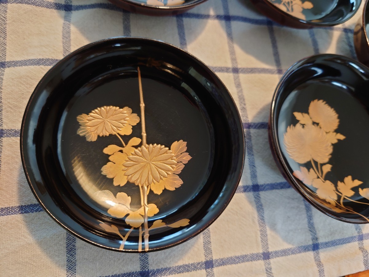 平安象彦 吸物椀 5客組 絵変わり蒔絵 絵変わり吸物椀 高級