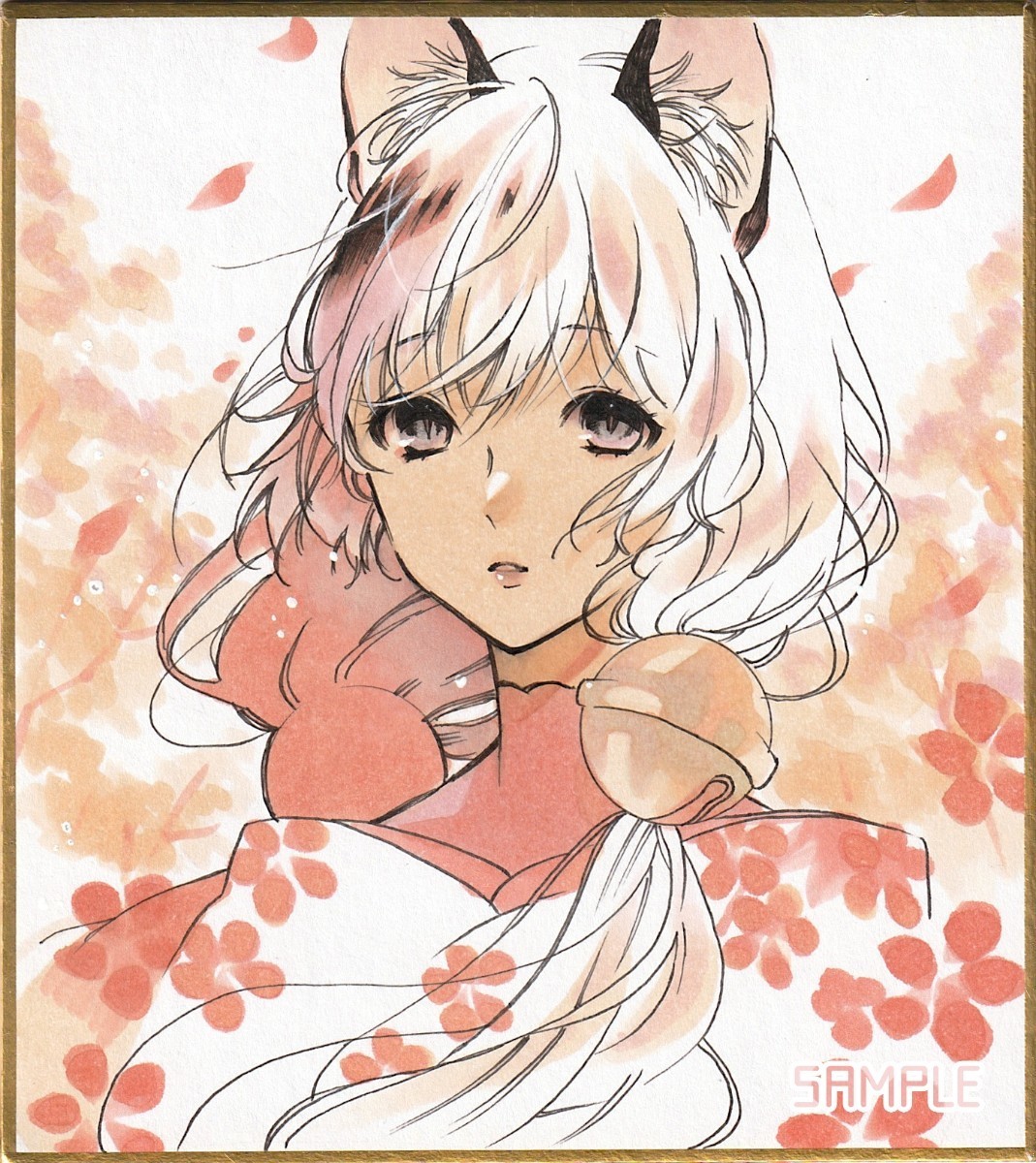 手描きイラスト ◇オリジナル◇創作◇絵画◇女の子◇ミニ色紙◇2枚