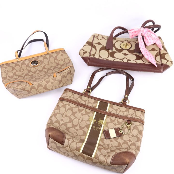 コーチ トートバッグ ハンドバッグ シグネチャー 3点セット PVC/レザー他 スカーフ付 ブランド まとめて 鞄 レディース COACH