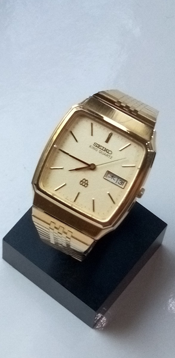 名機【SEIKO】高精度セイコー「キングセイコーツインクォーツ」　スクエアゴールド　SS　3針ディデイト　(稼働中古品)　SEIKO腕時計