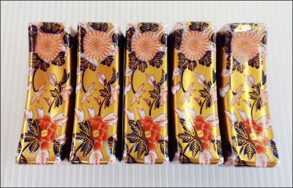 有田焼 其泉作 極錦金彩古伊万里 箸置 五客 共箱付