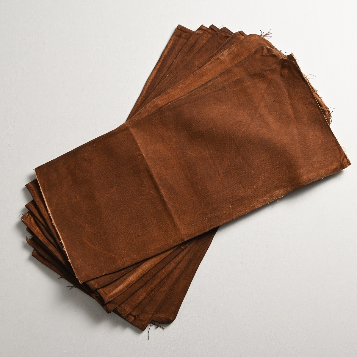 時代古布 柿渋染 酒袋 8枚 刺し子 木綿 継ぎ接ぎ 材料 藍染 襤褸 古裂  