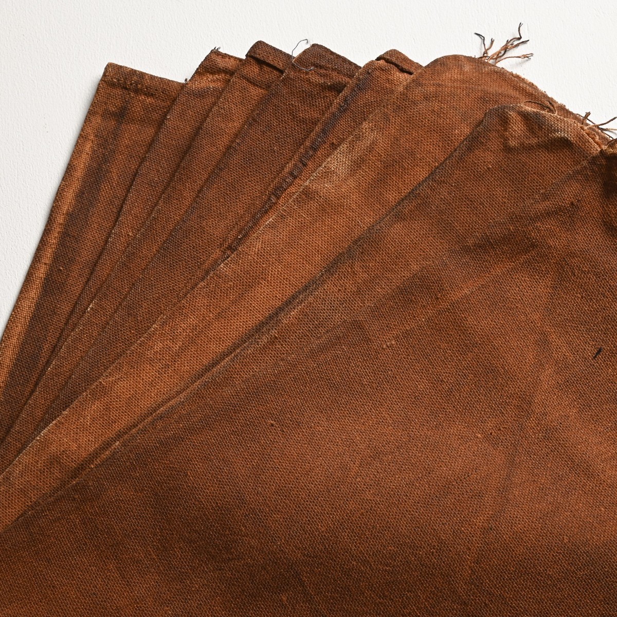 時代古布 柿渋染 酒袋 8枚 刺し子 木綿 継ぎ接ぎ 材料 藍染 襤褸 古裂  