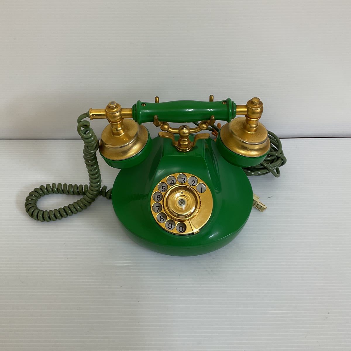 昭和レトロ ダイヤル式電話 アンティーク ND-160形A2電話機 日興 電機製作所 グリーン