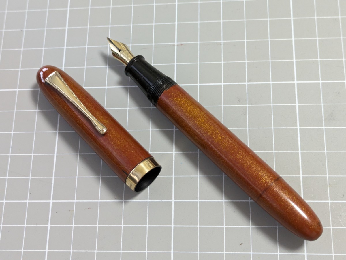蒔絵 朱漆 金 万年筆 14K インク止め式 ヴィンテージ アンティーク