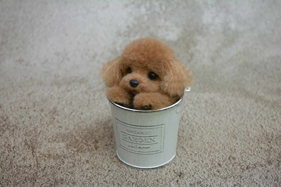 NE-NE 羊毛フェルト トイプードル 犬 ぬいぐるみ ハンドメイド