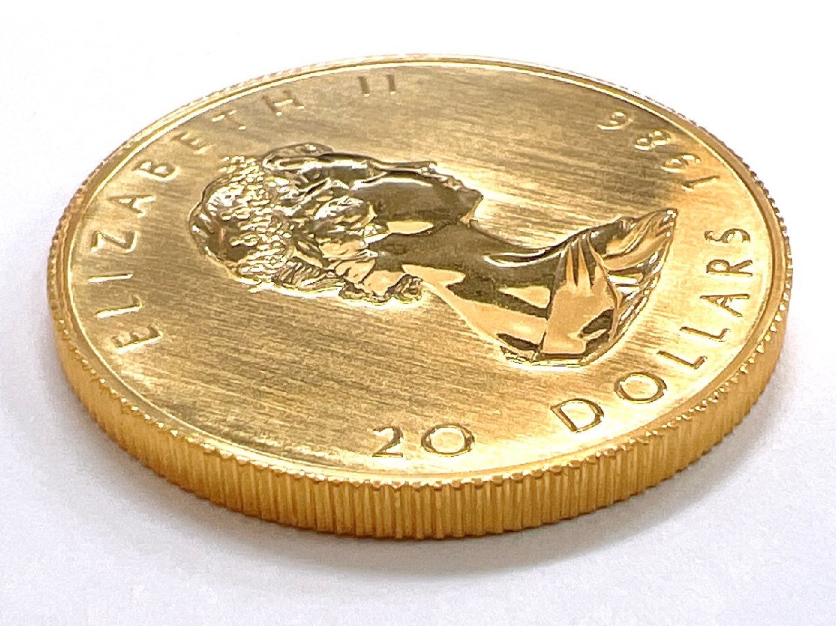 Ｋ24 純金 メイプル金貨 1/2オンス 15.63g コイン 純金 (999.9%) 1985年 カナダ