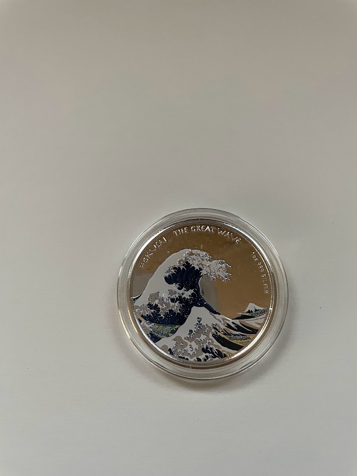 2017年（新品）カラープルーフ葛飾北斎 冨嶽三十六景 神奈川沖浪裏 純銀