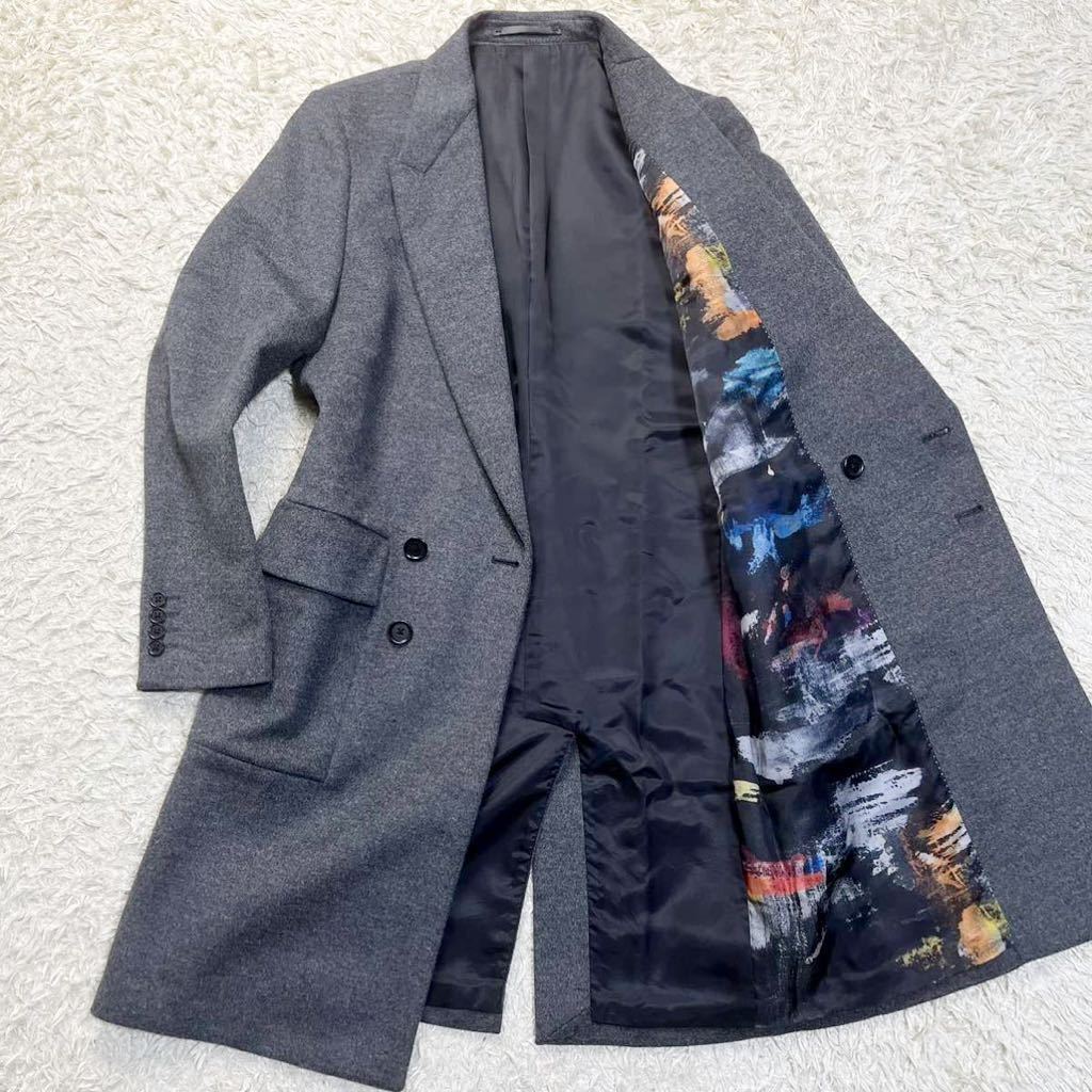 ポールスミス 隠れたお洒落 PS Paul Smith ダブルチェスターコート Mサイズ 裏地ペイント柄 ウール グレー(Mサイズ)|売買され ...