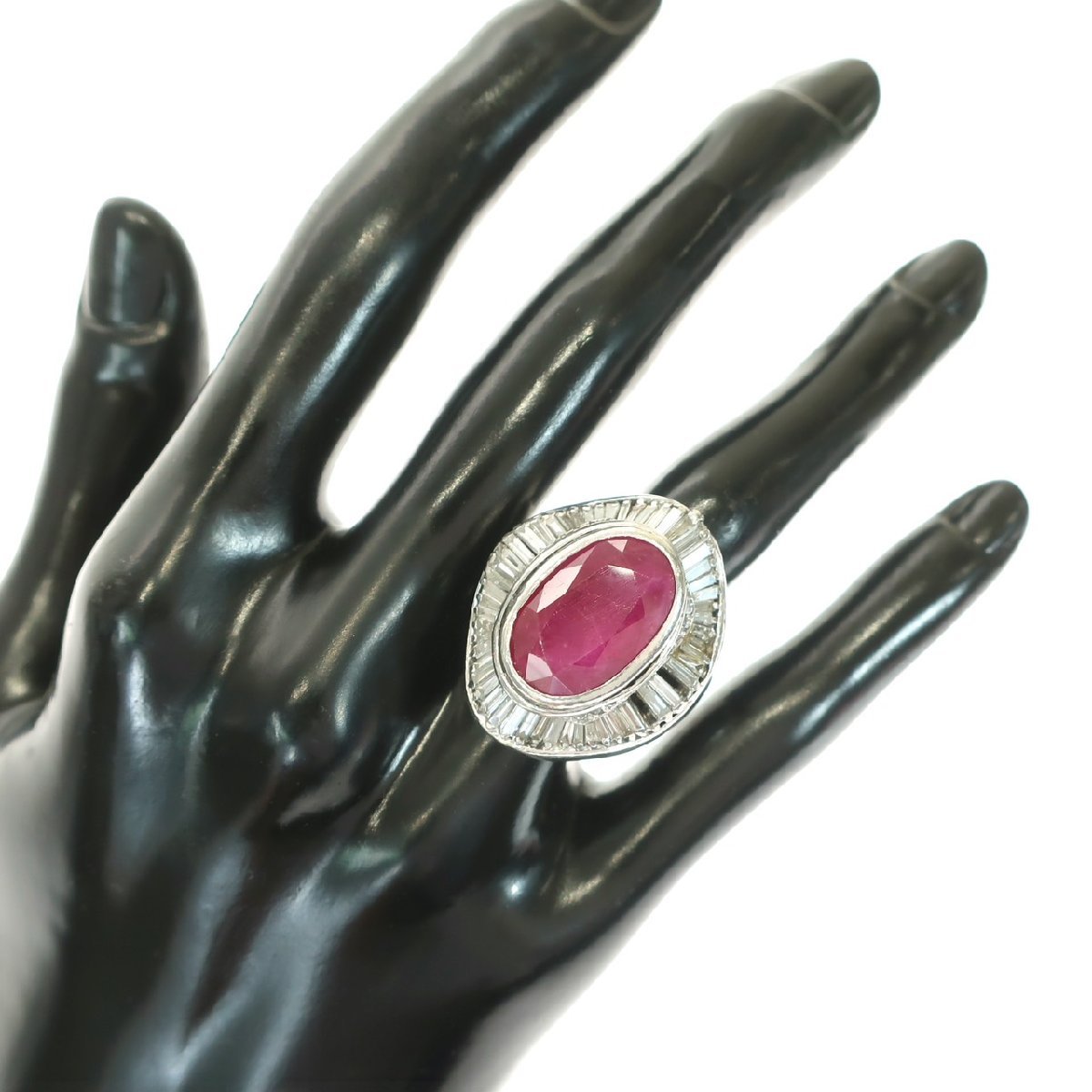 1円スタート 大粒 天然ルビーリング Pt900 プラチナ ルビー13.51ct 