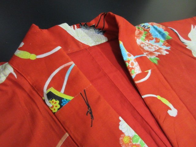 1円 良品 正絹 長襦袢 錦紗縮緬 紅絹 女性用 アンティーク 大正浪漫 飛