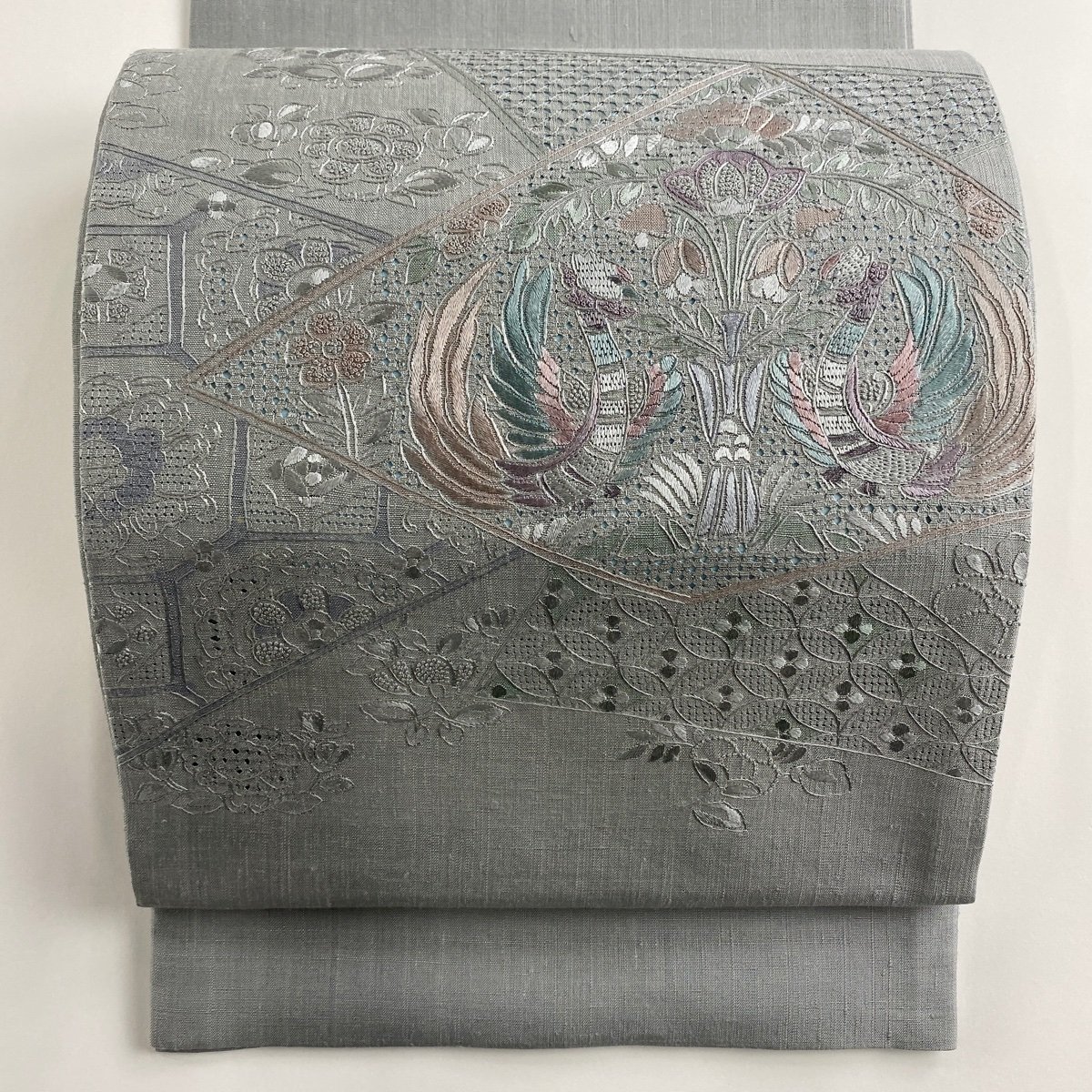 花美人□六通柄袋帯 唐織 吉祥花文 金銀糸 逸品 ic4165