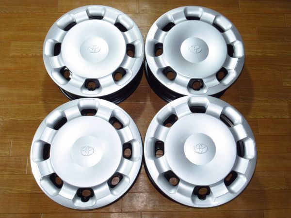 トヨタMXPC10/MXPL10系シエンタ純正5.5J-15 off+40 pcd100/5H ハブ径約54ミリ １５インチスチールホイール+純正ホイールキャップ付き４本