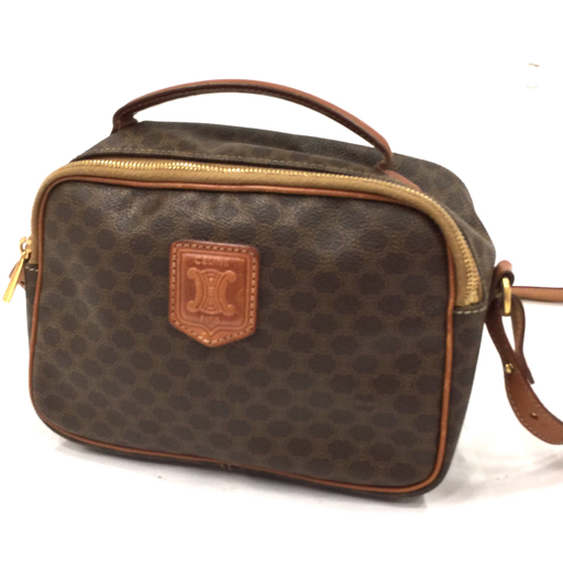 セリーヌ マカダム柄 2way ショルダーバッグ / ワンハンドルバッグ ゴールド金具 レディース 茶系 CELINE QS093-14