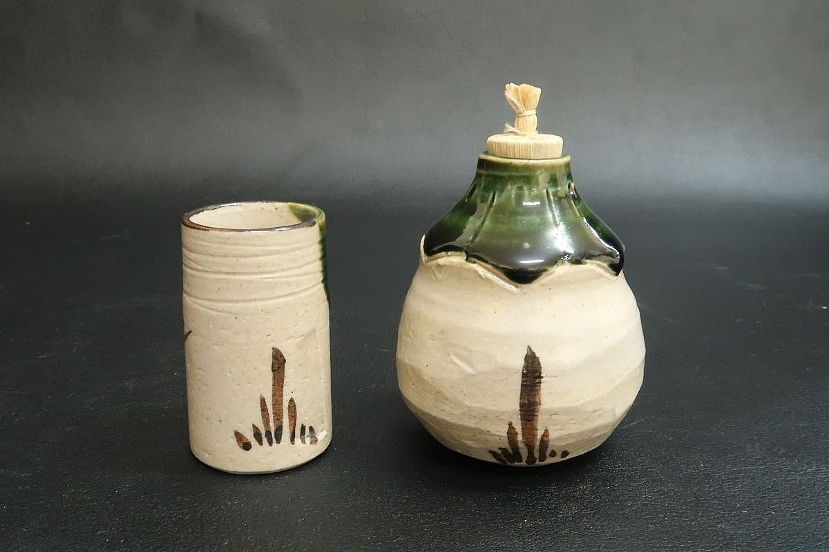 1円～ 【茶道具】 野点道具 キンマ彫 利休茶箱 茶筅筒 棗 香合 / 織部 