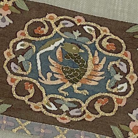 【未使用超美品】袋帯 綴れ 鳳凰宝相華 キラキラ緑　お太鼓柄 未使用品】陽文綴 袋帯 青緑 宝相華鳳凰 キラキラ 六通 - メルカリ