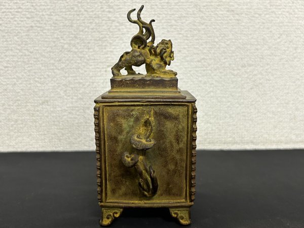 獅子頭形香合 作家物 時代物 共箱 獅子頭形香合 作家物 時代物 共箱