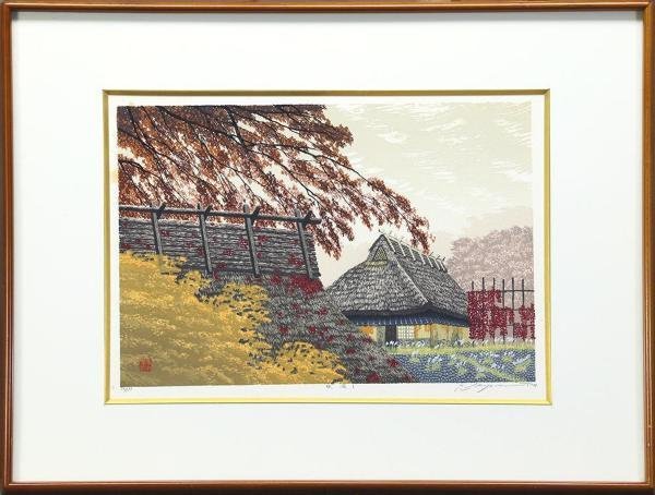 宮本秋風 木版画「白月」