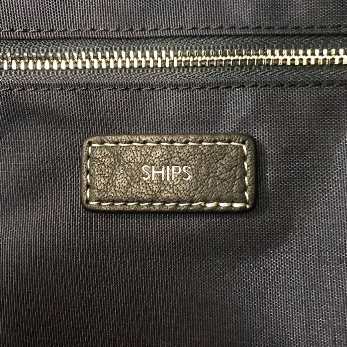 得価，HOT 1円【極美品】シップス SHIPS メンズ ビジネス トートバッグ ブリーフケース 被せ 大容量 A4 書類かばん PV レザー 本革 ネイビー 紺 
