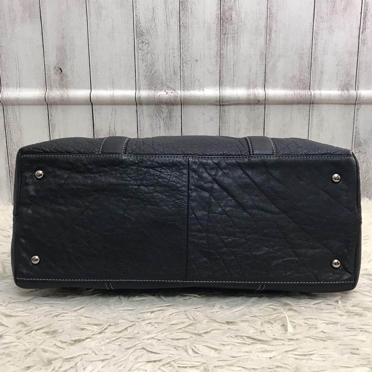 得価，HOT 1円【極美品】シップス SHIPS メンズ ビジネス トートバッグ ブリーフケース 被せ 大容量 A4 書類かばん PV レザー 本革 ネイビー 紺 