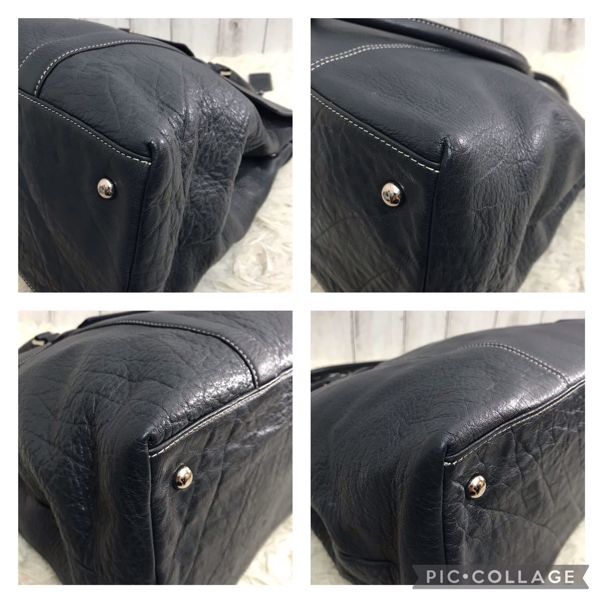 得価，HOT 1円【極美品】シップス SHIPS メンズ ビジネス トートバッグ ブリーフケース 被せ 大容量 A4 書類かばん PV レザー 本革 ネイビー 紺 