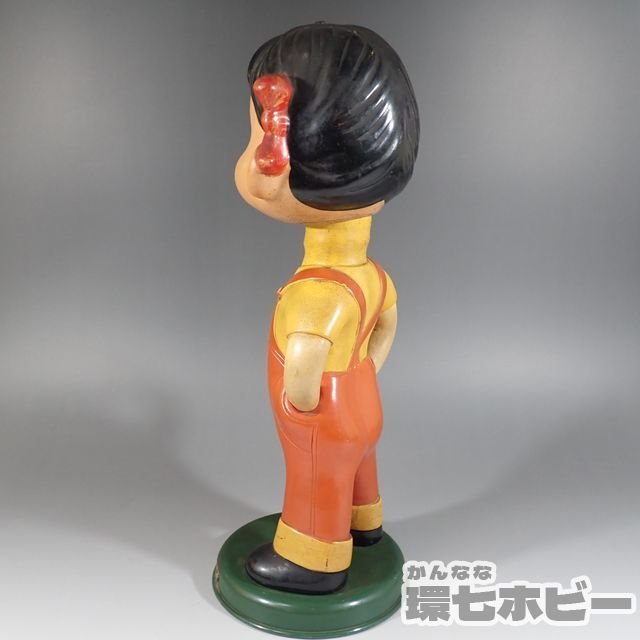 0Ws49◇当時物 古い 不二家 ペコちゃん 首振り人形 ソフビ 全高約32cm 