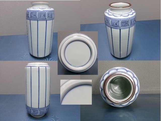 A58【 平安 祥堂 染付桶側 台子皆具 共箱(木箱)付き 】茶道具/水指/杓