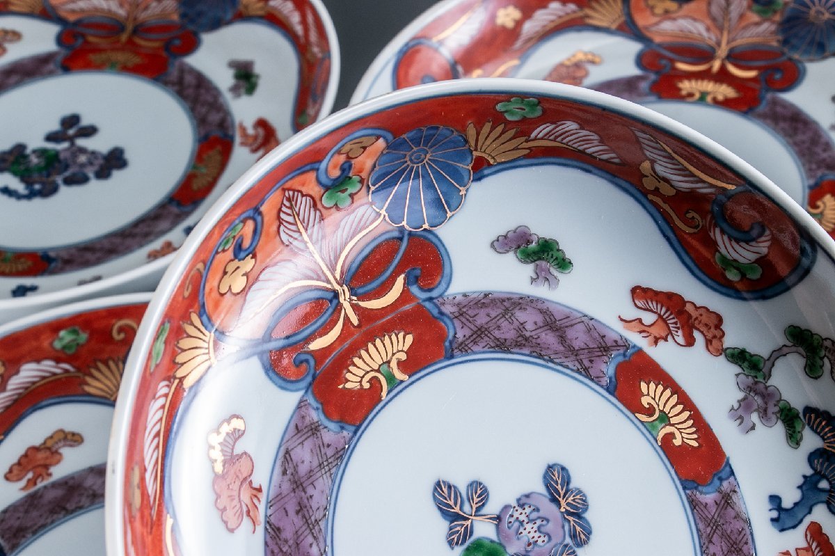 陶酔】 館林源右衛門 古伊万里風松絵皿 五客