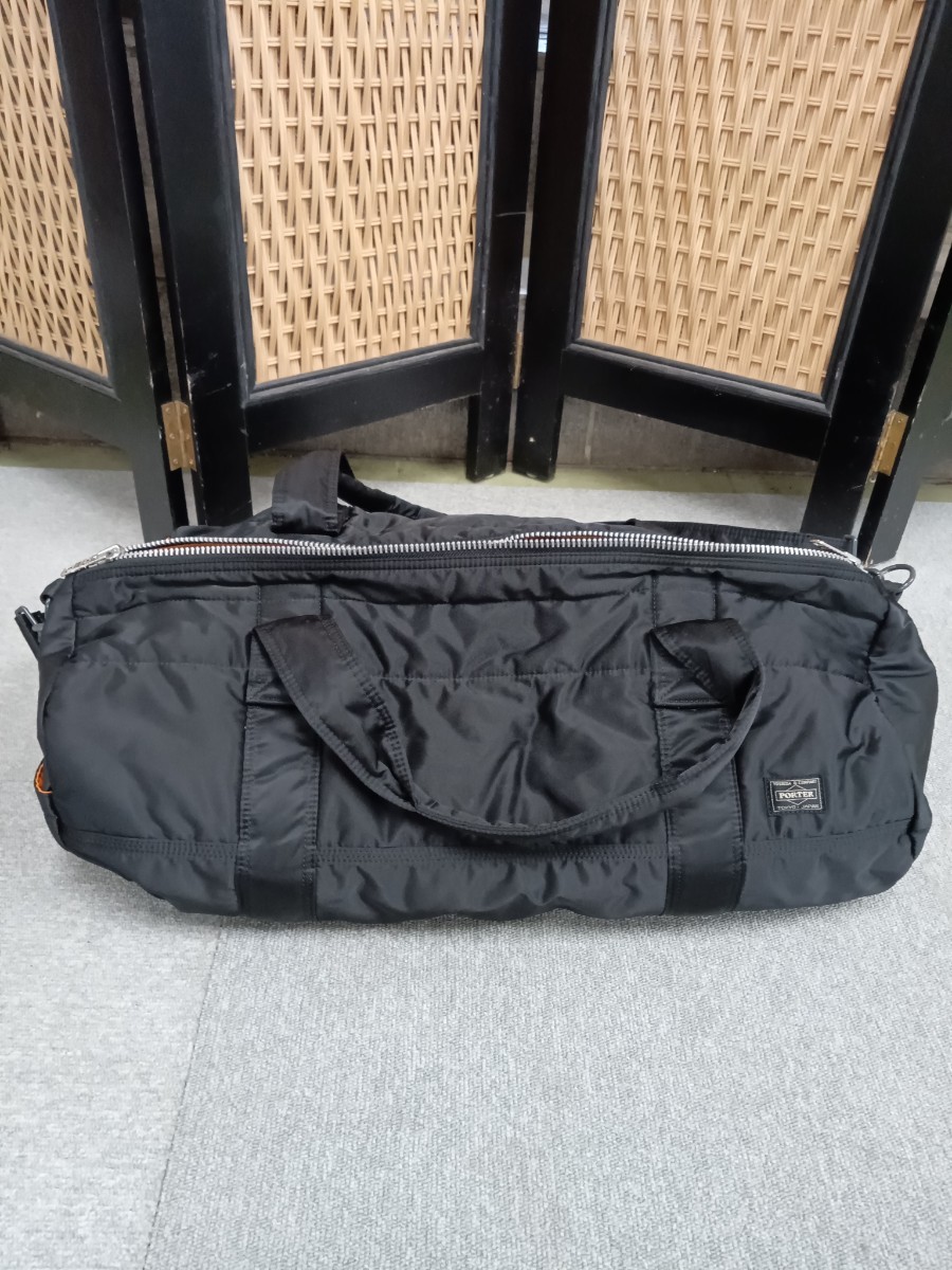 ☆ PORTER ポーター バッグ ダッフルバッグ ミニボストン 黒×オレンジ