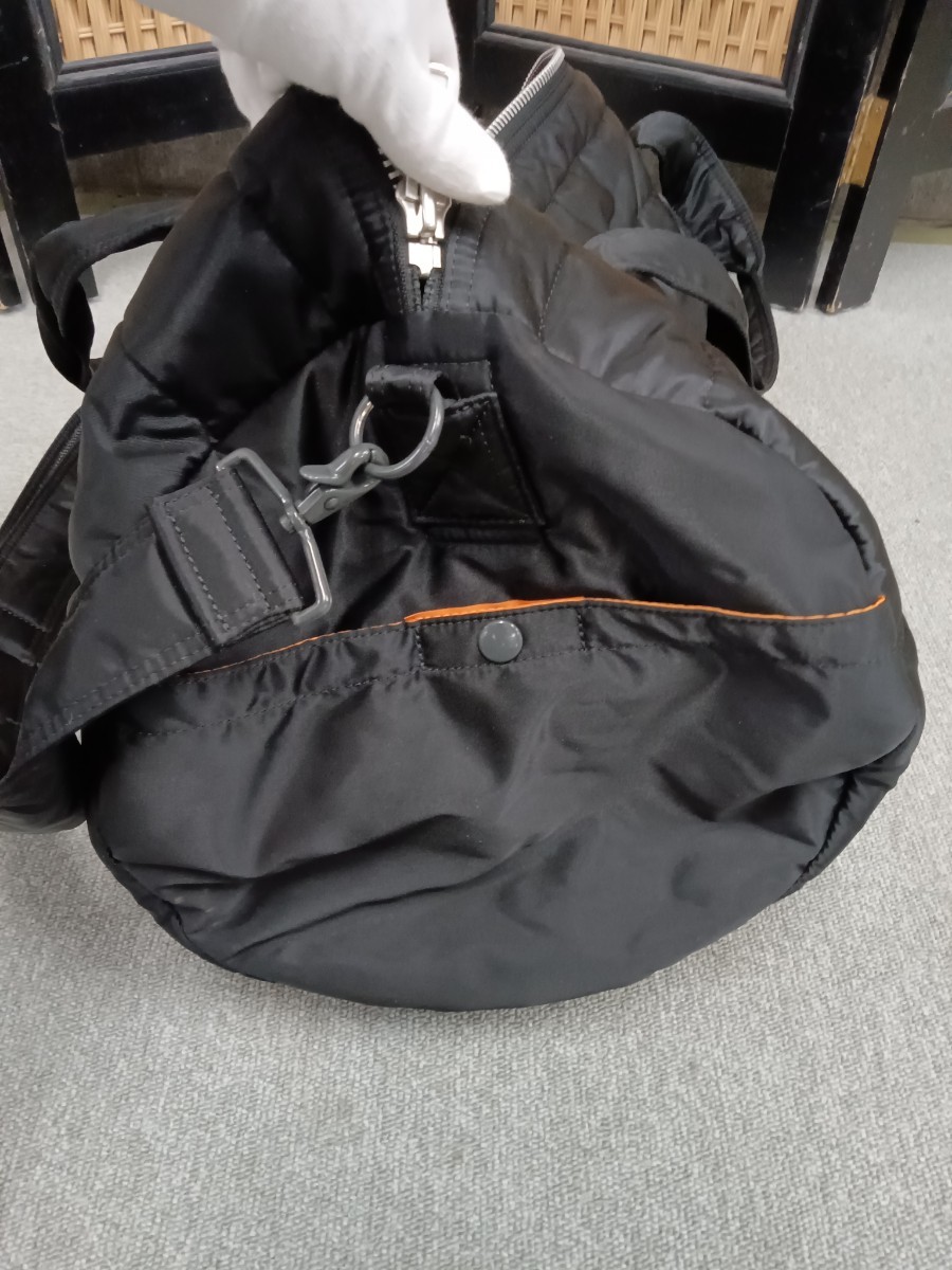 ☆ PORTER ポーター バッグ ダッフルバッグ ミニボストン 黒×オレンジ