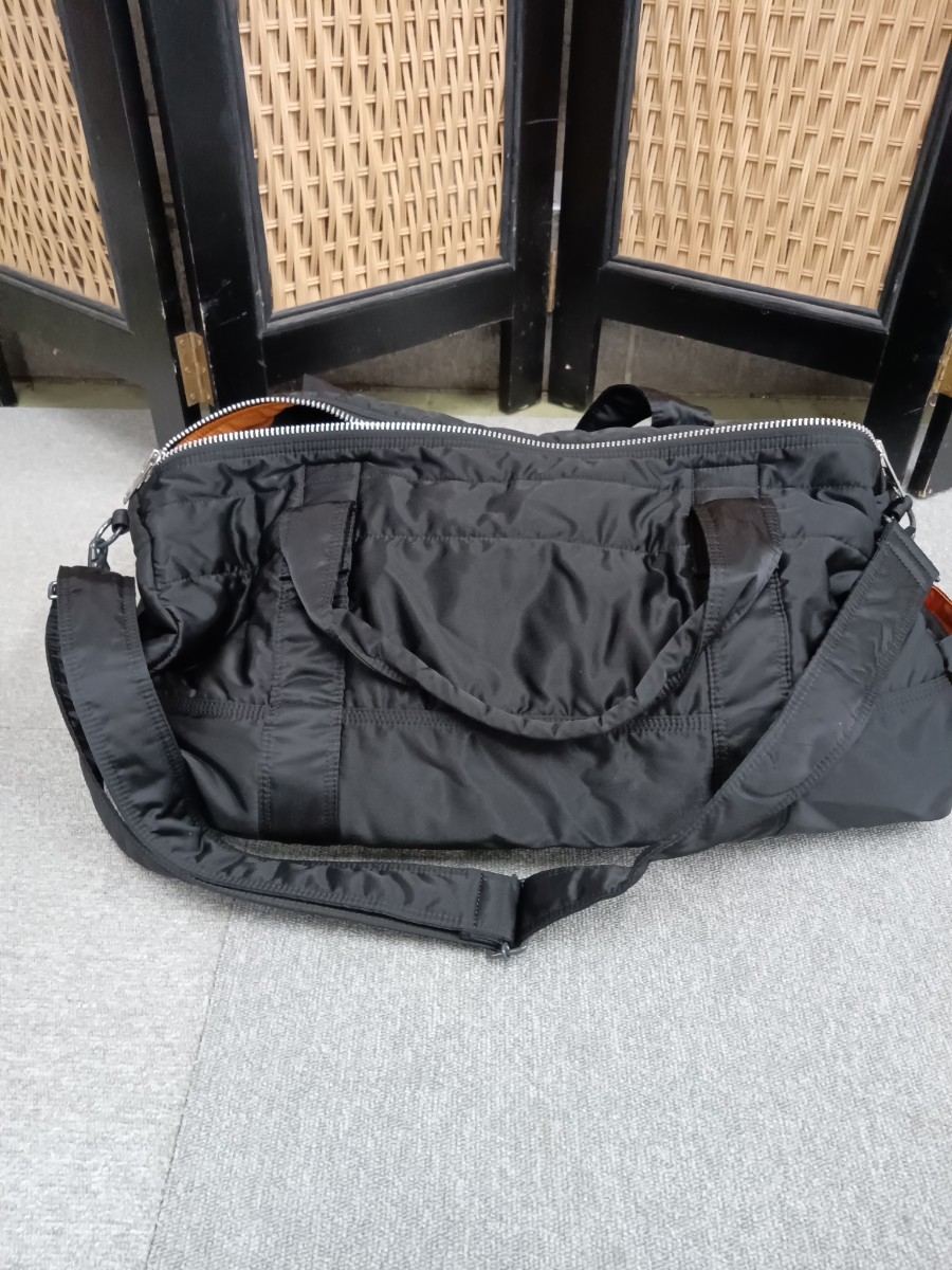 ☆ PORTER ポーター バッグ ダッフルバッグ ミニボストン 黒×オレンジ