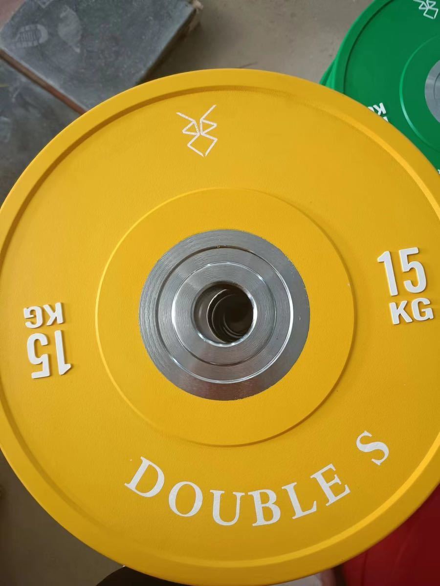 [15kg，2枚]バーベルプレート 50mm トレーニング器具 ラバー加工 2枚販売 オリンピックシャフト