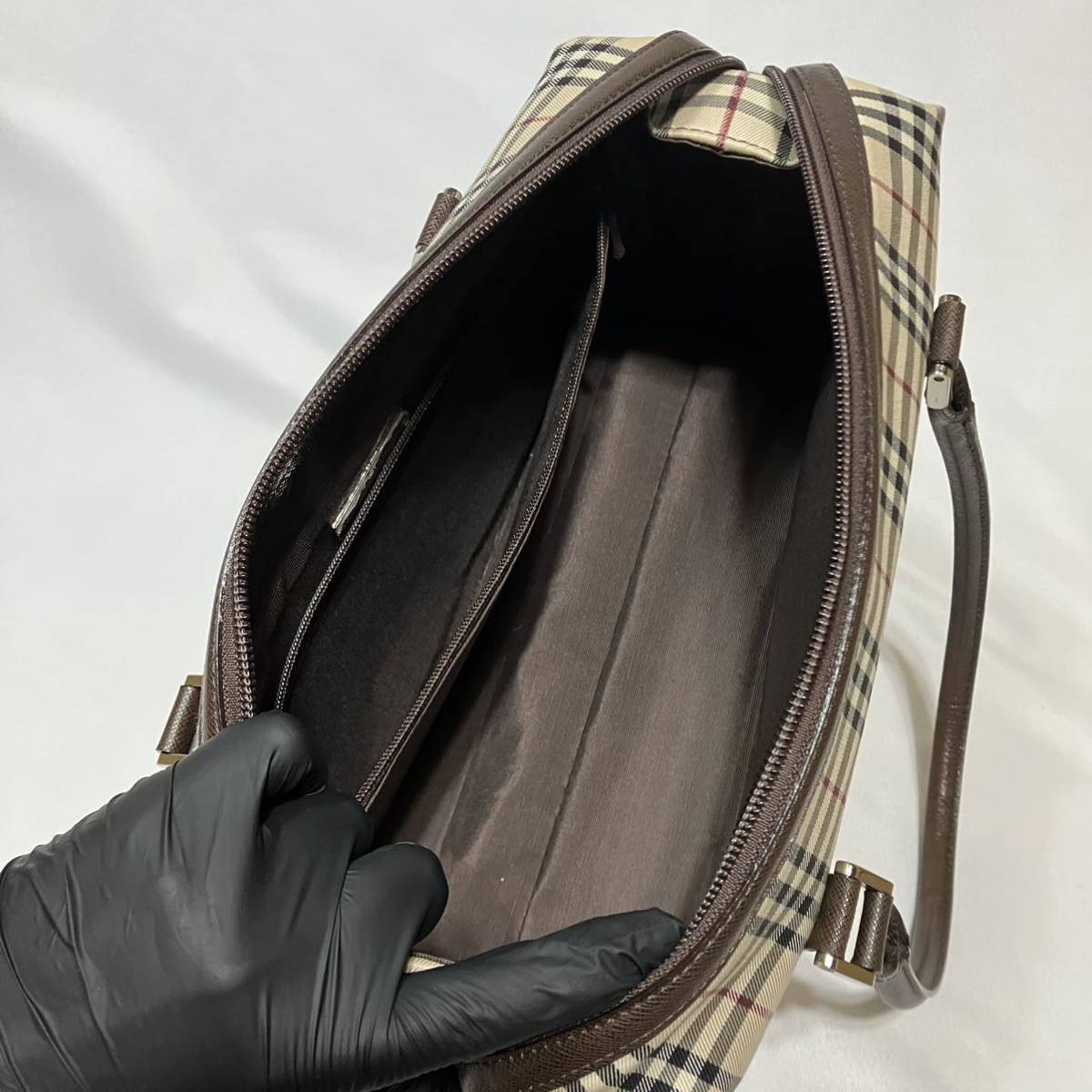 B14/ 美品 1円 BURBERRY バーバリー ハンドバッグ トートバッグ ミニ 