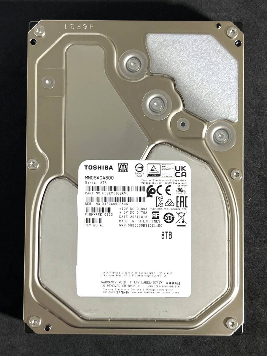 送料無料】 ☆ 8TB ☆ TOSHIBA / MN06ACA800 【使用時間： 262 h