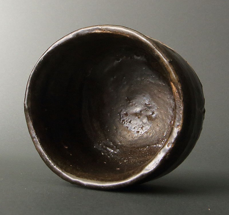 委託HK◇時代 黒織部茶碗 （茶道具 織部焼 美濃焼 陶磁器 古美術 茶の湯） 委託HK◇時代 陶磁器 陶芸