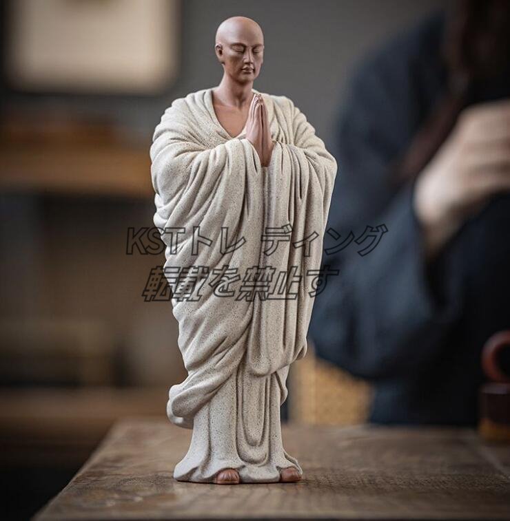 手作り紫砂*小坊主*求仏*置物高さ約25.5cm 置物