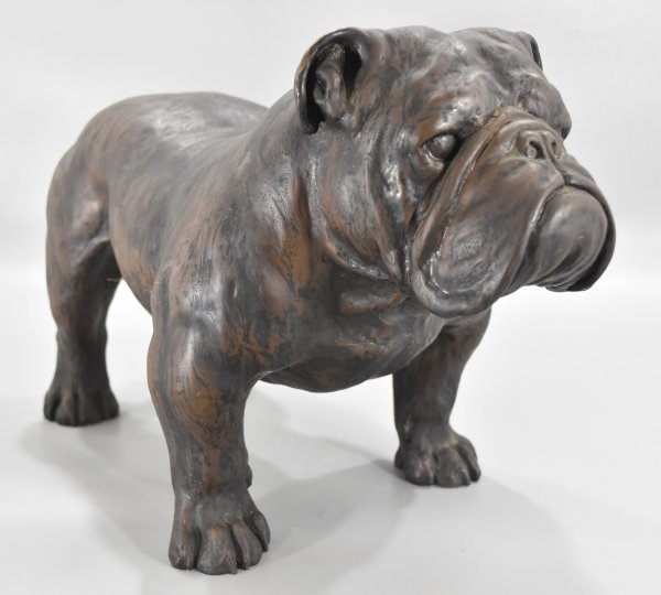 珍品 ブルドッグ ブロンズ像 在銘 全長37cm 重量10.6kg North Light