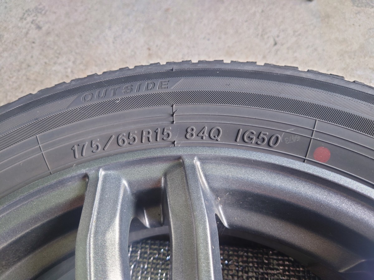 メーカー不明 社外ホイール スタッドレス付き 15インチ PCD100 4穴 5.5 