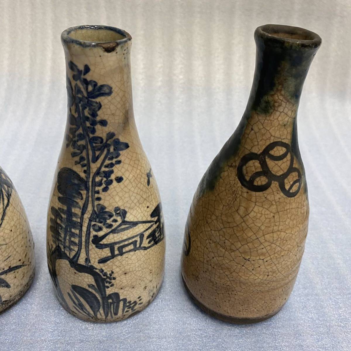 希少 越後太丘焼 霊芝取手付花瓶 希少 越後太丘焼 霊