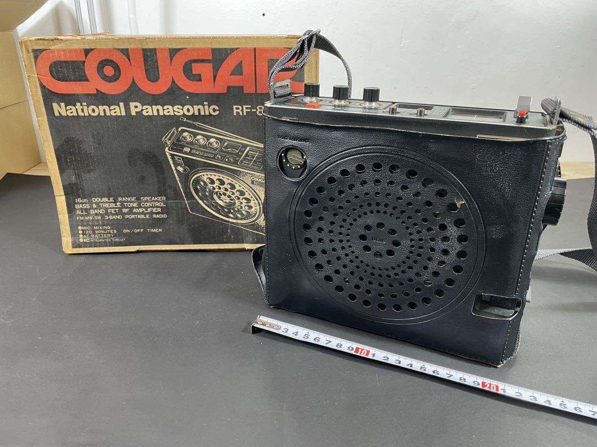 National Panasonic COUGAR クーガー クーガ FM-中波-短波3バンドポータブルラジオ RF-888 ラジオ 昭和レトロ 長期保管品 80サイズ