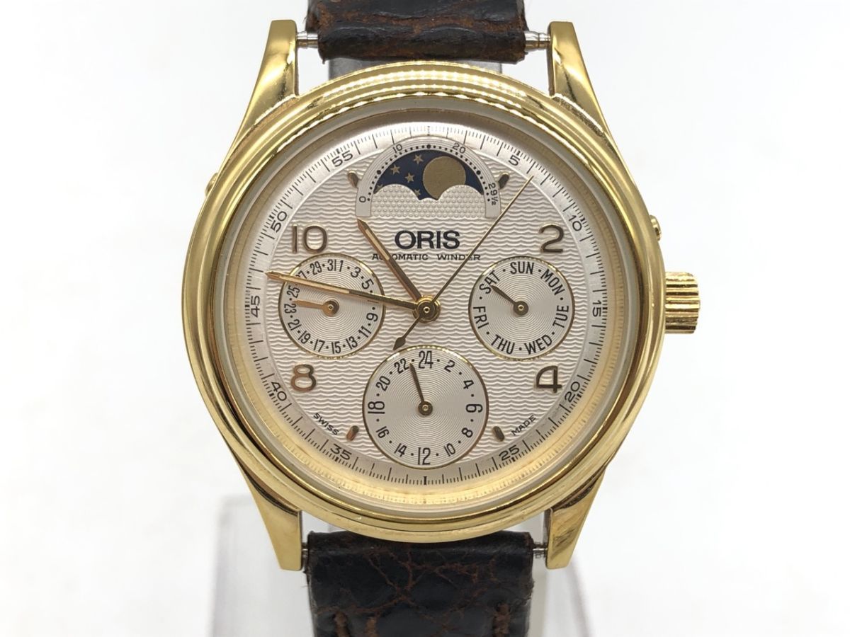 0903-528S⑤21942 腕時計 ORIS オリス 7433 ムーンフェイズ デュアル 