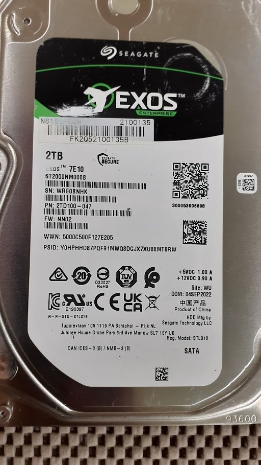 L0921-06 3.5インチHDD 3個セット SEAGATE ST2000NM000B-2TD100 各1TB