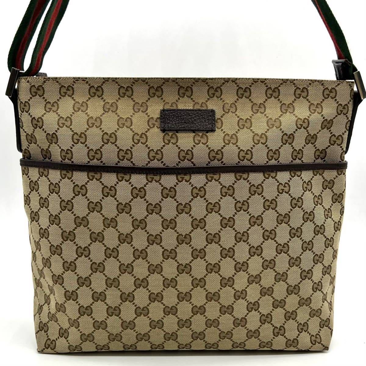 1円 ◇人気◇ GUCCI グッチ ショルダーバッグ GG柄 キャンバス レザー 