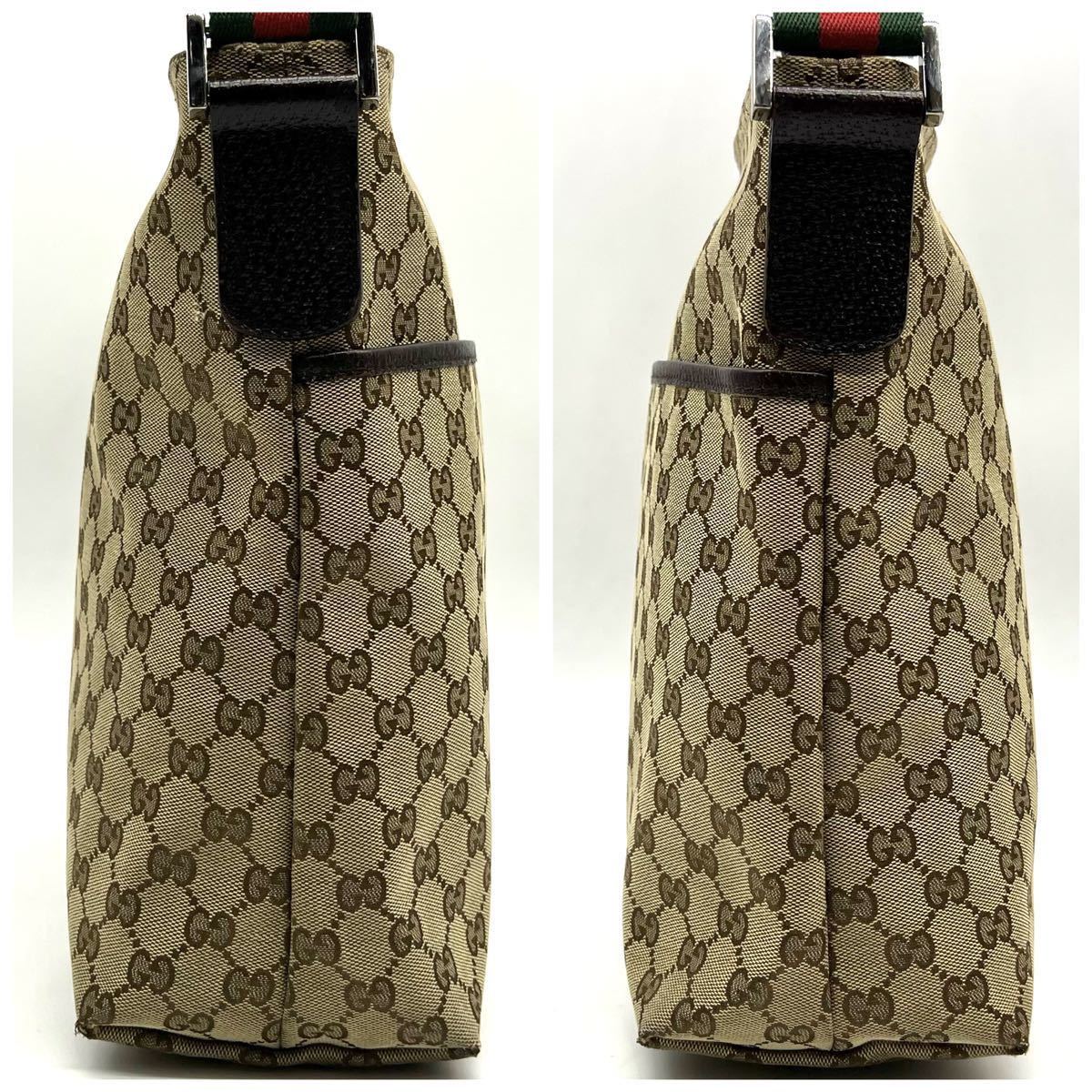 1円 ◇人気◇ GUCCI グッチ ショルダーバッグ GG柄 キャンバス レザー 