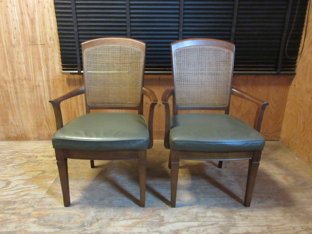 maruniアンティーク家具2点セット C543○マルニ□maruni□地中海本革□ダイニングチェア□アームあり□