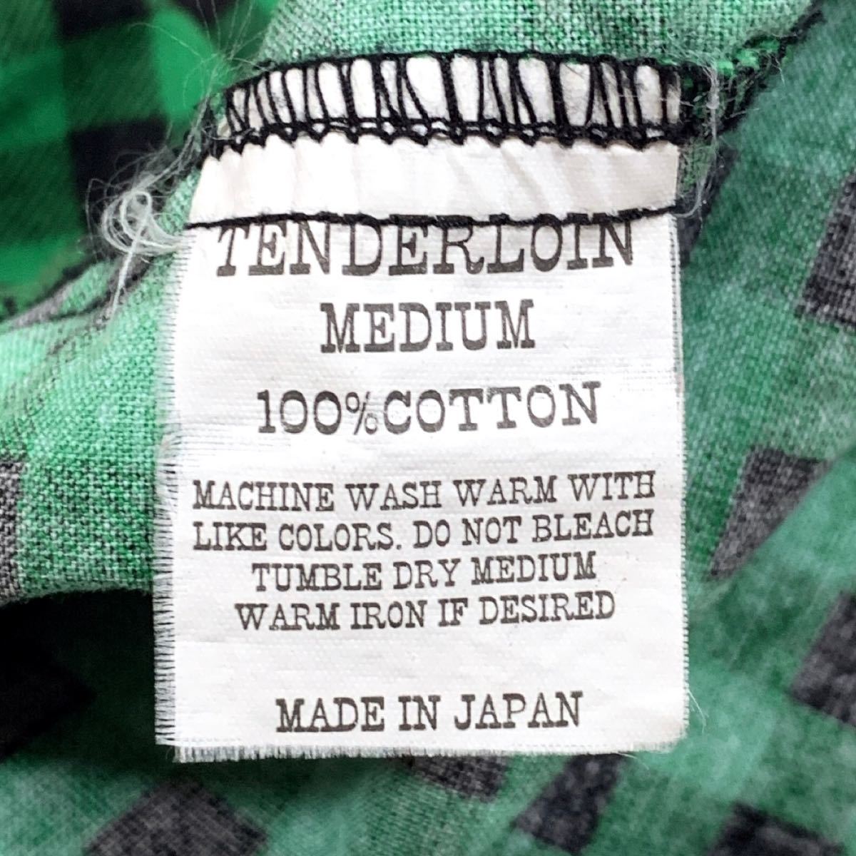 初期 テンダーロイン TENDERLOIN チェック ネルシャツ 刺繍 グリーン 
