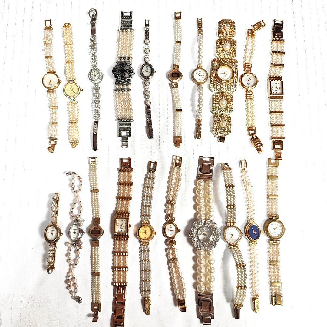 真珠 パールタイプバンド 約20個 宝石宝飾ストーン アクセサリー まとめて メンズレディース腕時計 大量 セット kg本点個 ジャンク W03