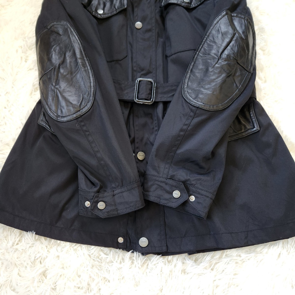 美品 ヴェルサーチ【レザー切り替え 希少サイズ50 XL】VERSACE コート 