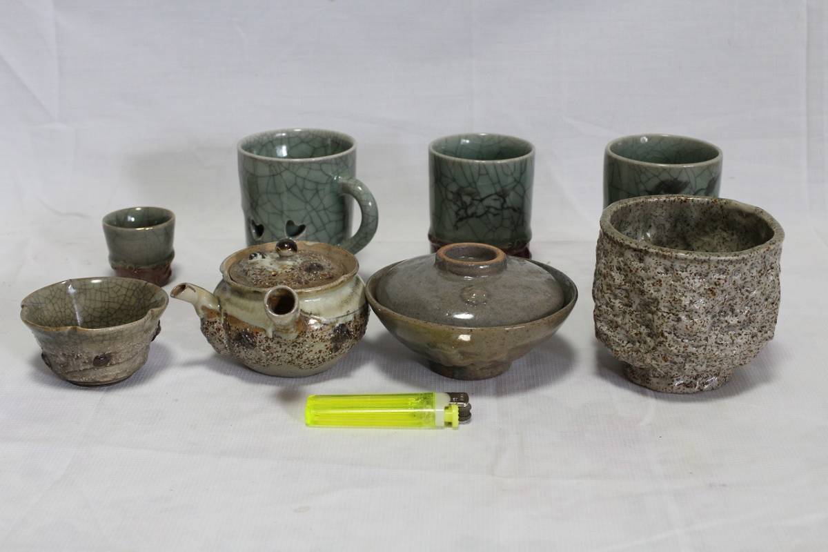 古い相馬焼 急須 湯呑み 茶碗 8点まとめ 煎茶道具 茶道具 古玩 アンティーク