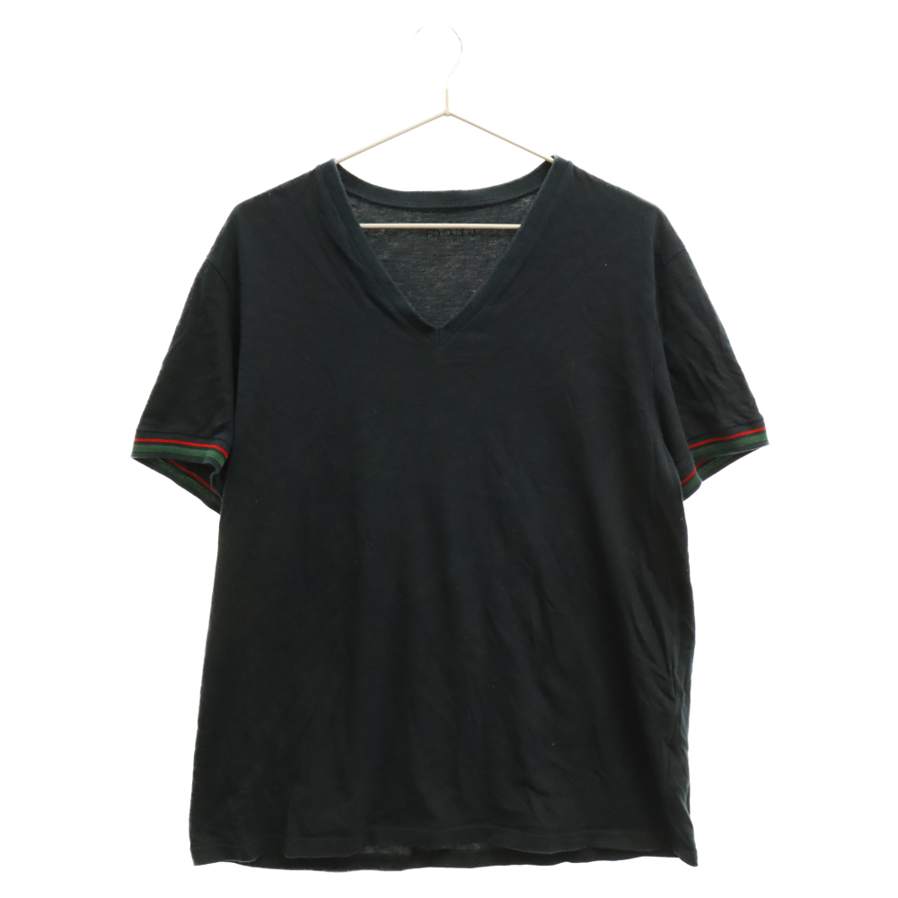 GUCCI グッチ バックロゴスリーブリブ付きVネック半袖Tシャツ 269121 ネイビー